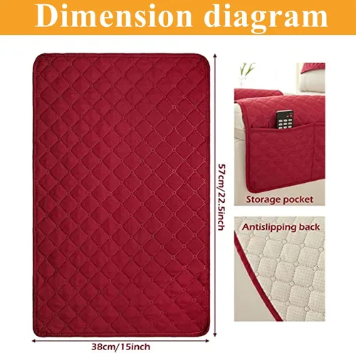 Vista 6 de Funda para reposabrazos de sofá, resistente al agua, para reposacabezas de sofá de 1/2/3 plazas, acolchada, antideslizante, extraíble, protector
