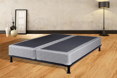 Vista 9 de Base de somier tradicional de madera dividida de perfil bajo de 4 pulgadas, totalmente montada, para colchón, tamaño individual, beige