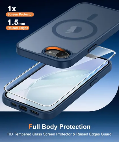 Vista 220 de FNTCASE Funda para iPhone 17 Pro: Fundas delgadas translúcidas de color azul claro compatibles con MagSafe, protección completa de la cámara