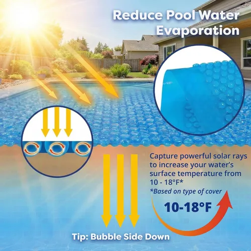 Vista 4 de In The Swim - Cubierta solar rectangular estándar azul de 12' x 20' de 8 mil para piscinas elevadas y enterradas