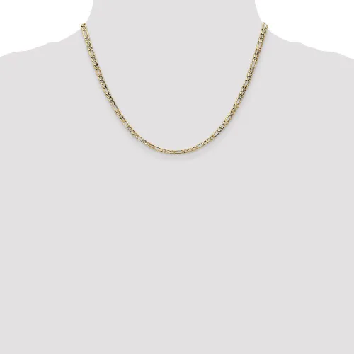 Vista 2 de Sonia Jewels Collar de cadena Figaro de oro amarillo de 14 quilates de 0.138 in, con cierre seguro de langosta, Metal