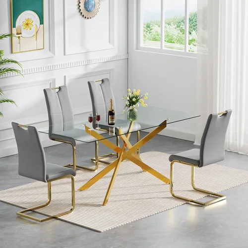 Vista 69 de HomVent Juego de mesa de comedor redonda de vidrio de 3 piezas, juego de mesa de cocina de vidrio redondo para 2 personas con 2 sillas de comedor