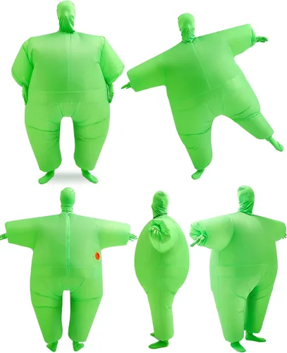 Vista 4 de Liitrsh Traje inflable de cuerpo entero de color verde, 2 piezas, talla única, disfraz de cosplay, traje verde para adultos, vestido divertido