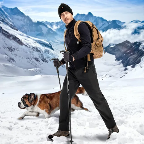 Vista 6 de Jessie Kidden Pantalones de senderismo impermeables para hombre, para exteriores, nieve, esquí, pesca, forro polar, aislados, pantalones de invierno