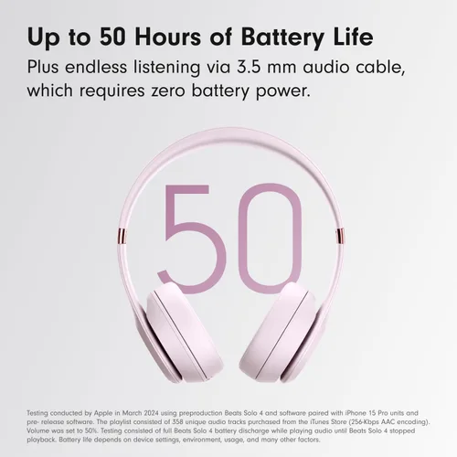Vista 3 de Beats Solo 4 - Auriculares inalámbricos Bluetooth en la oreja, compatibles con Apple y Android, hasta 50 horas de duración de la batería, color rosa