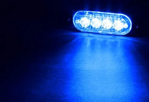Vista 2 de Luces LED estroboscópicas de emergencia, 4 unidades, color ámbar, 4 LED, luz estroboscópica intermitente de emergencia, precaución, barra de luz