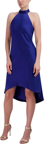Vista 2 de BCBGMAXAZRIA Vestido de cóctel midi con cuello halter y cadena para mujer