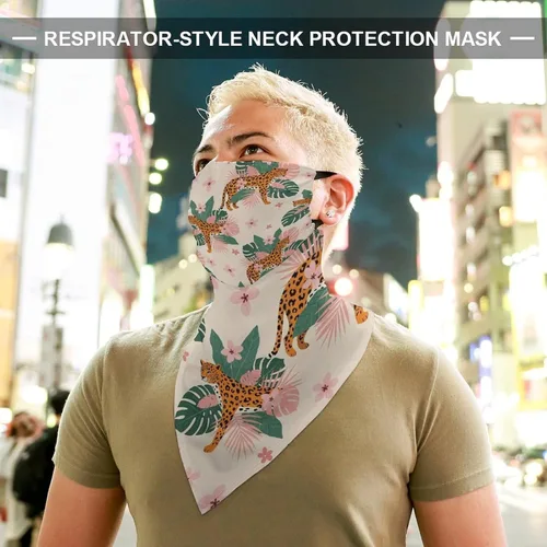 Vista 4 de Bufanda triangular reutilizable para la cara, bufanda con lazo para las orejas, bandana con protección solar UV