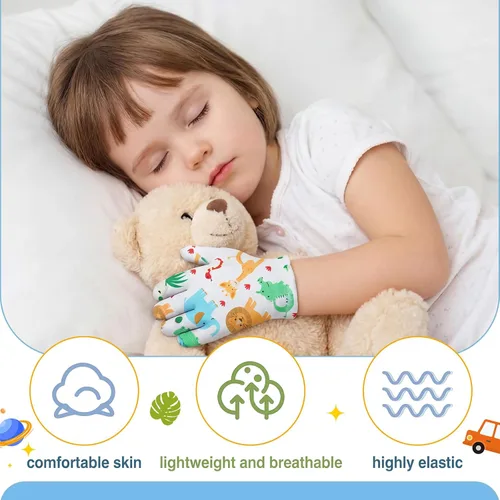 Vista 5 de 20 pares de guantes de eccema para niños, guantes hidratantes para piel irritada sensible, eccema, reutilizables, elásticos, suaves y no duelen