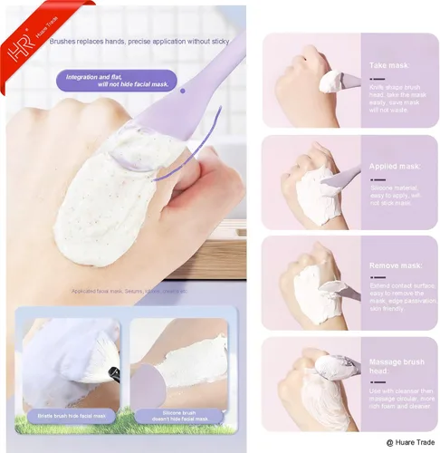 Vista 3 de Huare Technology - Aplicador de máscara facial de silicona, 3 unidades, pinceles para máscara facial para barro, arcilla, máscara mixta de carbón