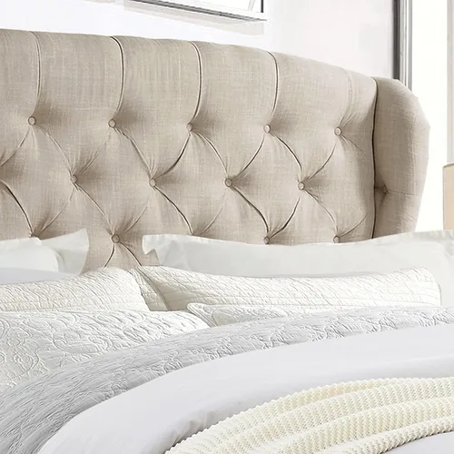 Vista 7 de Rosevera Marcelle - Marco de cama con respaldo de alas con cabecera ajustable de diseño distintivo, tapizado con botones para dormitorio, soporte