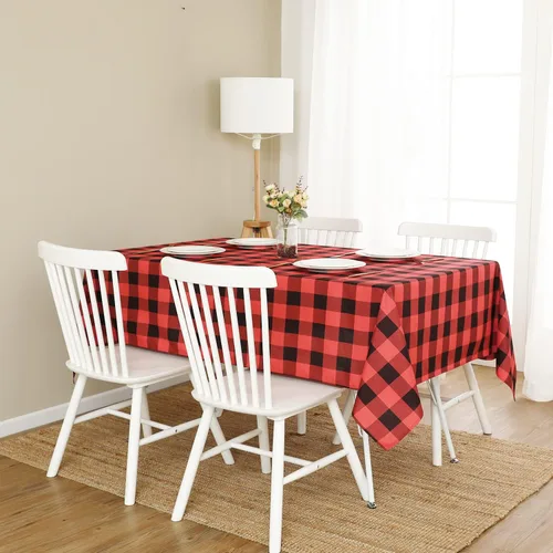 Vista 7 de Softalker - Mantel rectangular a cuadros, impermeable para exteriores, 54 x 120 pulgadas, mantel de búfalo a cuadros, resistente a las manchas