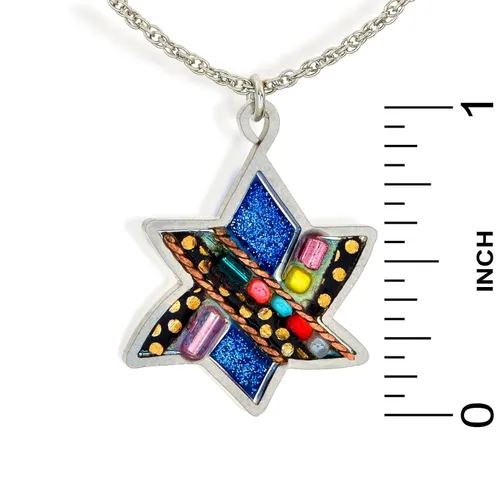 Vista 3 de seeka Aleph judaic Star collar de la Artazia Colección N1027