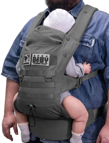 Vista 7 de Portabebés ergonómico con soporte lumbar para bebés y niños pequeños (8-33 libras), acogedor y ligero portabebés militar para padres grandes y Negro
