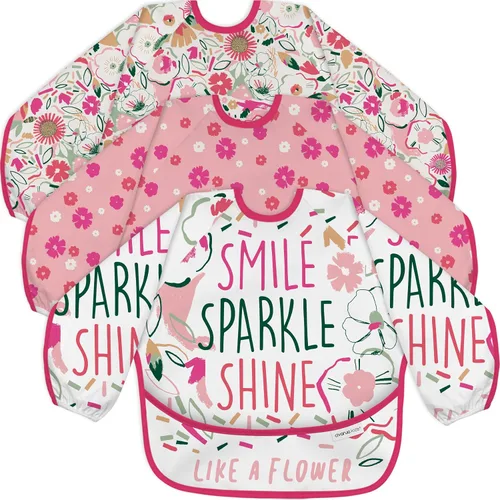Vista 11 de 3 Pack Long Sleeve baby Bibs for Eating, Waterproof Smock Bib Digger Dinosaur