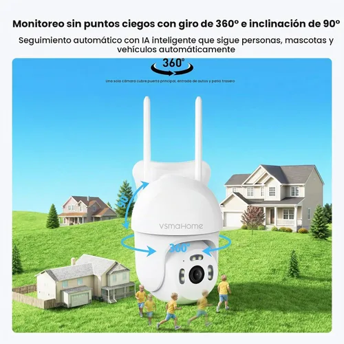 Vista 3 de Cámara de seguridad para exteriores de 4 MP, cámara WiFi de 2.5 K para sistema de seguridad del hogar, cámara exterior con cable enchufable Blanco-2