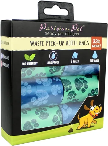Vista 21 de Parisian Pet Bolsas ecológicas para excrementos de perro, 8 rollos, 20 bolsas por rollo, sin perfume, a prueba de fugas, perfectas para limpiar Casa