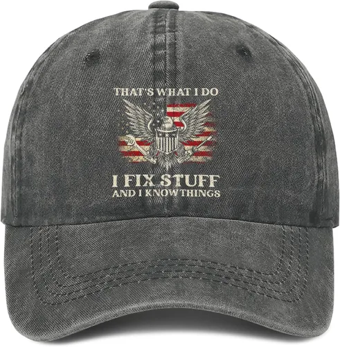 Vista 11 de I Fix Things Hat, I Fix Stuff and Know Things Sombrero para hombres, Thats What I Do I Fix Stuff Hat, Hat I Fix Stuff 8 (negro)