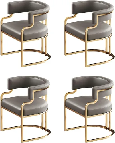Vista 34 de Sillas de comedor de cocina para interiores, silla lateral tapizada para el hogar, silla con brazo de respaldo bajo, silla de comedor con piel