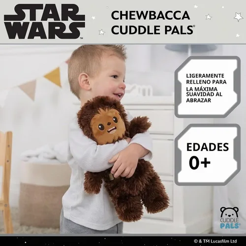 Vista 2 de Kids Preferred Star Wars Chewbacca Cuddle Pal - Manta de peluche de 11 pulgadas para bebé