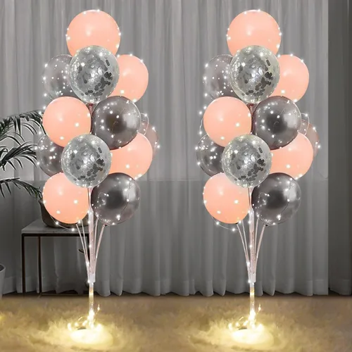 Vista 14 de Cicicooie - Juego de 2 soportes para globos para decoración de fiesta Negro