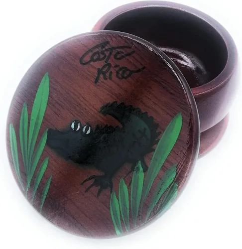 Vista 3 de Joyero de madera - Decoración pintada a mano - Juego de 1 joyero auténtico de la selva tropical costarricense - Artesanal - Estuche