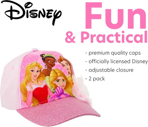 Vista 3 de Disney Girls 2 Pack Princess Baseball Hat Minnie Mouse Encanto Mirabel Princess Fancy Nancy Vampirina ToddlerGirl