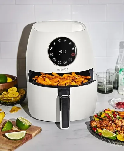 Vista 4 de Crux Freidora de aire manual de 3.7 cuartos de galón, precalentamiento más rápido, sin aceite, comida rápida y saludable cocinada uniformemente cada
