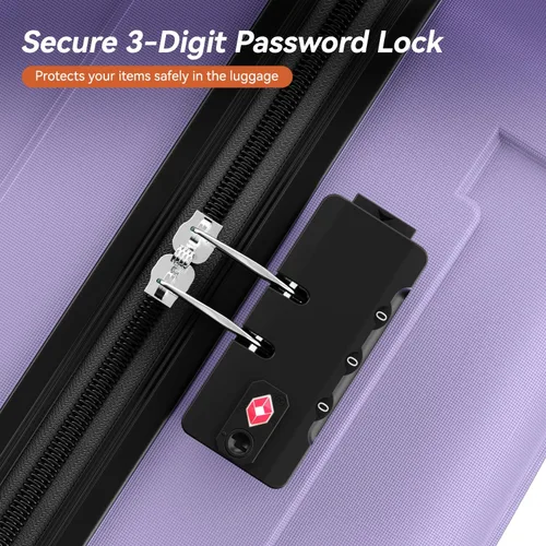 Vista 2 de 202428inch Equipaje Sets Durable Maleta Sets con Doble Spinner Ruedas TSA Lock, A-Lavanda Púrpura