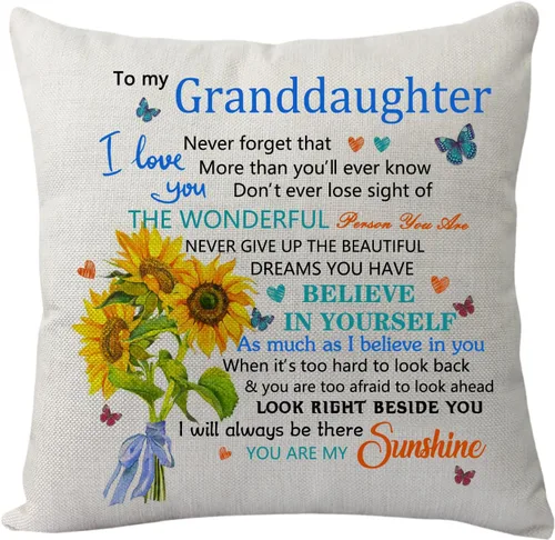 Vista 7 de Funda de almohada para regalo de sobrina sobrino, inspiradora funda de almohada con texto en inglés "Never Forget That I Love You", divertida funda