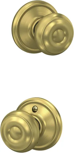 Vista 114 de SCHLAGE F10 GEO 716 Pomo de Puerta Georgiano, Cerradura de Paso para Pasillo y Armario, Bronce Envejecido (Paquete de 4)