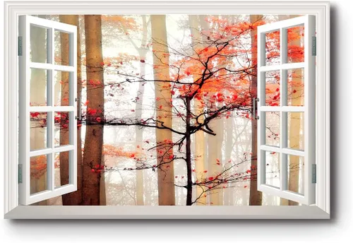 Vista 8 de Renditions Gallery Impresiones de pared de naturaleza para decoración de ventana para el hogar Inundado en la playa de arena, lienzo colgante