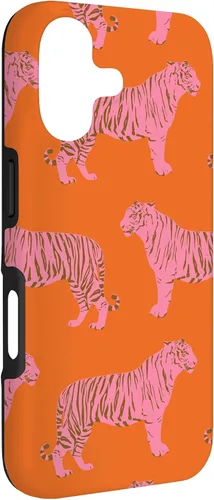 Vista 3 de Funda para iPhone 17 con diseño de tigre rosa y naranja