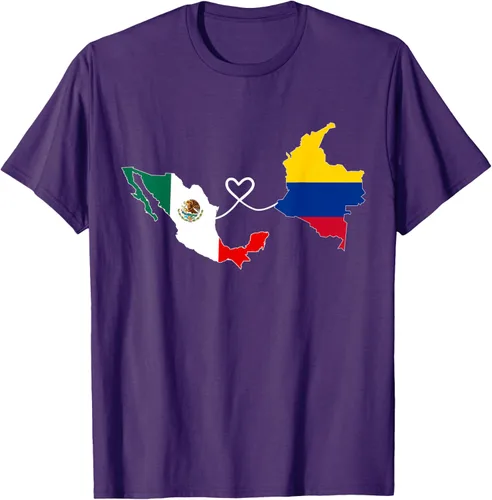 Vista 64 de Camiseta Half Colombian Half Mexican Flag Map DNA Mexico Colombia
