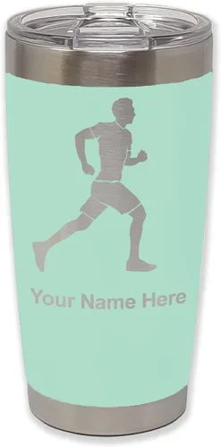 Vista 11 de LaserGram Personalized 20oz Tumbler, Running Man (Black)
