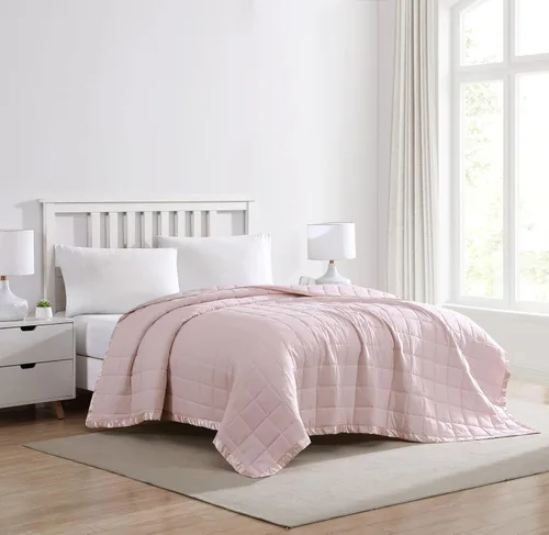 Vista 2 de Beatrice Home Fashions Manta alternativa de plumón de color sólido, King, color rubor Blush