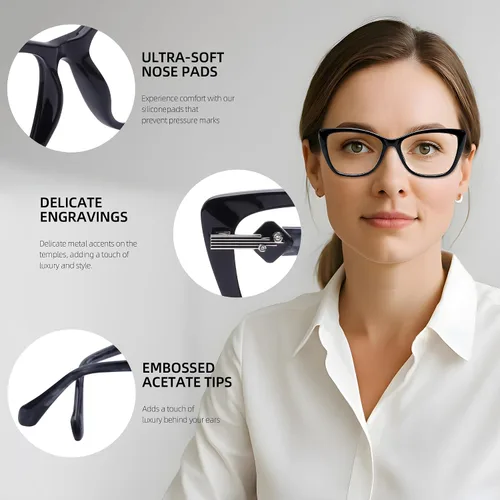 Vista 4 de Gafas de luz azul para mujer, antirreflejos para juegos y computadora, con ajuste cómodo