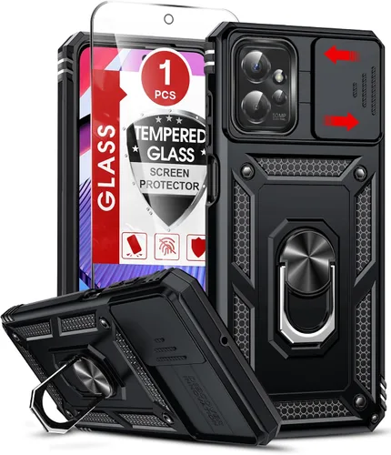 Vista 342 de LeYi Funda para Samsung Galaxy A05 (no compatible con A05S) con protector de pantalla y protector de lente de cámara, funda resistente de grado Negro