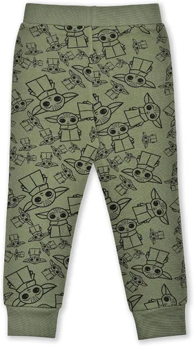 Vista 5 de Star Wars The Mandalorian Baby Yoda - Conjunto de sudadera con capucha y pantalones deportivos para bebés niños pequeños y niños color verde
