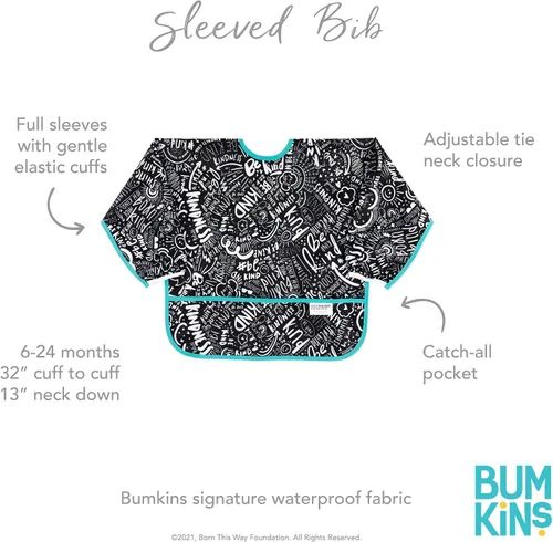 Vista 5 de Bumkins Sleeved Bib for Girl or Boy, Baby and Toddler for 6-24 Mos