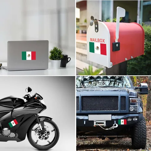 Vista 6 de 3 calcomanías reflectantes de la bandera de México, 5 x 3 pulgadas, calcomanías de México para automóvil, Jeep, camión, automóvil, parachoques