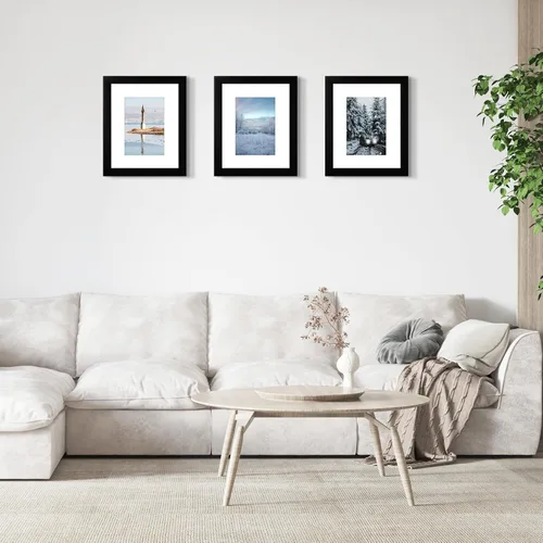 Vista 8 de Golden State Art, Marco de fotos negro de 8 x 10 pulgadas, madera, vidrio real y paspartú blanco para fotos de 5 x 7 pulgadas