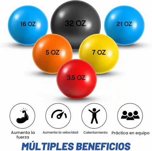 Vista 4 de Hungdao Juego de 6 pelotas de entrenamiento ponderadas pliométricas variables, bolas ponderadas de práctica de béisbol con peso para lanzar