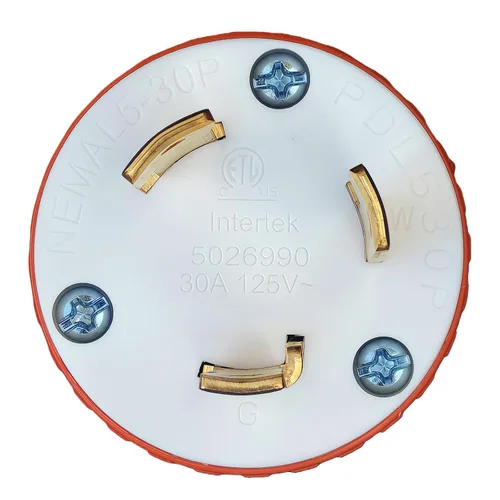 Vista 4 de Nema L5-30P - Enchufe de bloqueo para generador, bloqueo giratorio L5-30P, 30A 125V, 2 polos y 3 cables, conector de alimentación de CA montado
