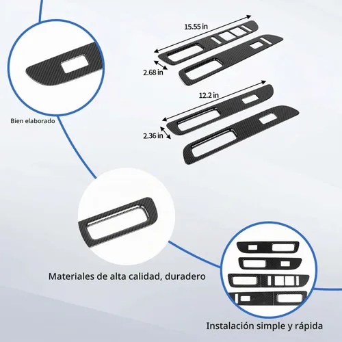 Vista 6 de JeCar Cubierta de panel de interruptor de elevación de ventana de fibra de carbono para Ford F150 Raptor 2009-2014 Accesorios interiores