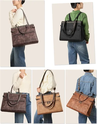 Vista 2 de FADEON Bolsos tipo bandolera y bolso para portátil para mujer Colección Marrón