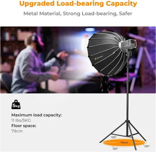 Vista 6 de K&F CONCEPT Soporte de Luz para Fotografía, 6.5 pies/2M Soporte de Trípode Portátil Extensible para Foto y Video, Trípode de Iluminación