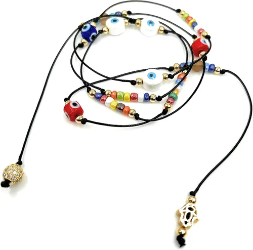 Vista 2 de SIFRIMANIA All You Need Protection Collar largo versátil Lariat Y Evil Eye o pulsera envuelta