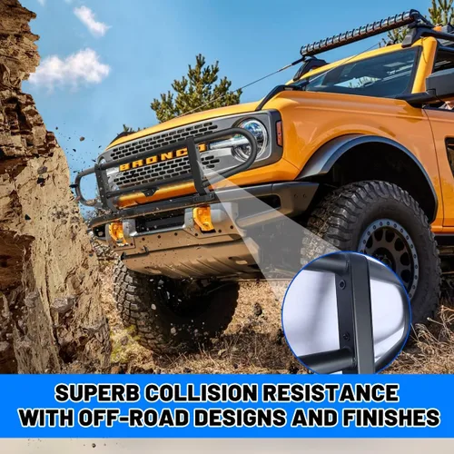 Vista 4 de Protección de rejilla para parachoques delantero ROXX para Ford Bronco 2021-2025 con parachoques delantero modular de fábrica,