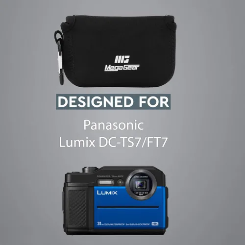 Vista 8 de MegaGear Funda de neopreno ultra ligera para cámara compatible con Panasonic Lumix DMC-ZS7 - Negro